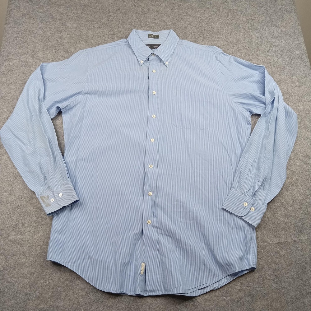 Woodward Shirt Mens 16.5 36/37 Blue Striped Button‎ Down Long Sleeve Cotton